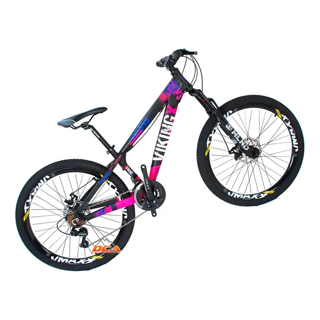VikingX Bicicleta VikingX Tuff 25 Aro 26 21 Marchas Preto/Rosa Freio a Disco